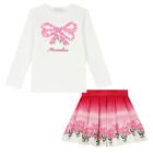 Girls White & Pink Floral Skirt Set, 2, hi-res
